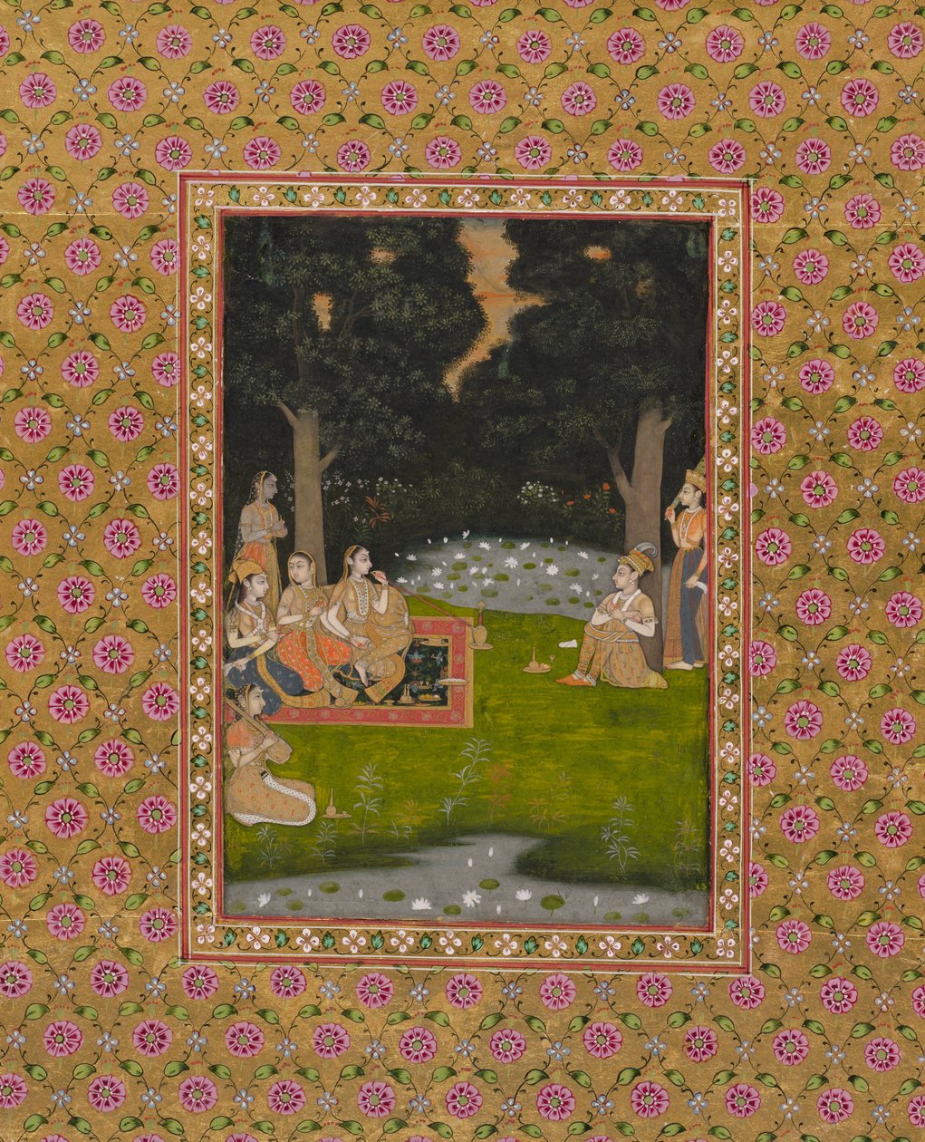 Prins asketisk i skogen besökt av damer, ca. 1760. av Unbekannt