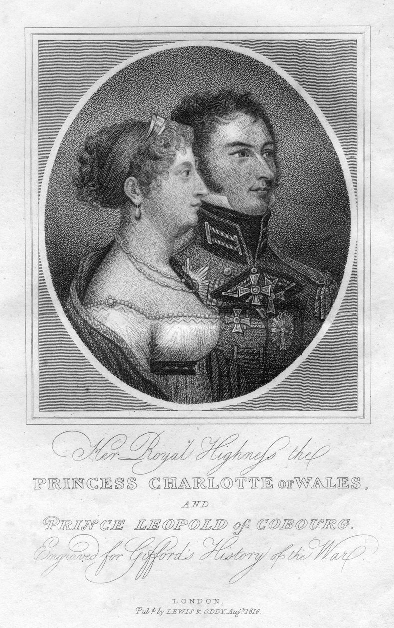 Prinsessan Charlotte av Wales och prins Leopold av Saxe-Coburg, 1816 av Unbekannt