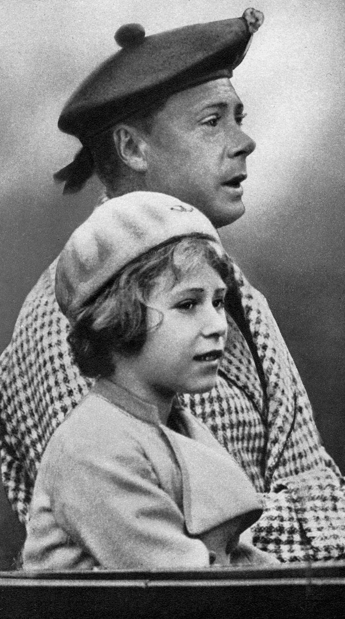 Prinsessan Elizabeth med sin farbror David, c1936 av Unbekannt