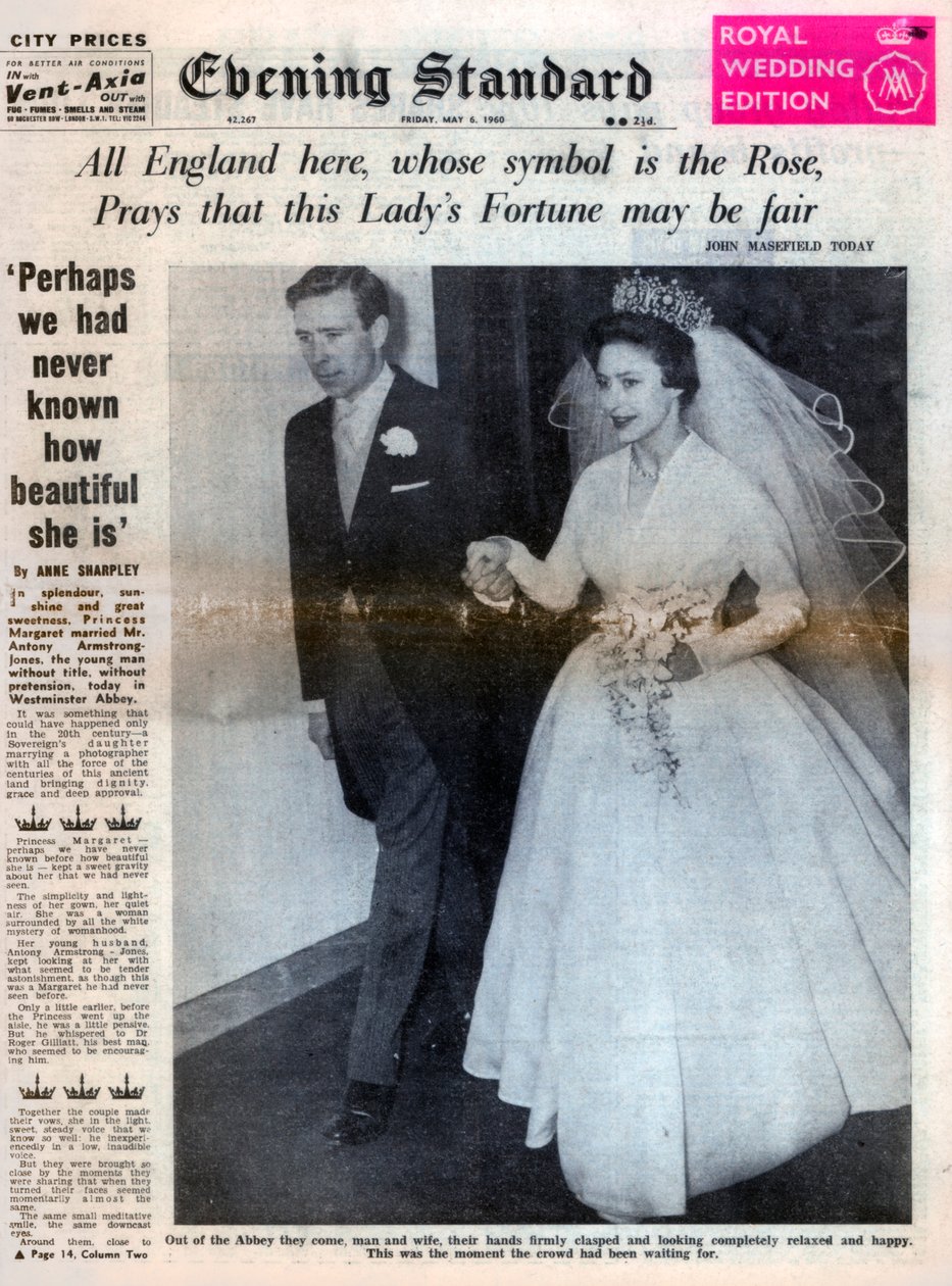 Prinsessan Margaret gifte sig med Antony Armstrong-Jones den 6 maj 1960 av Unbekannt