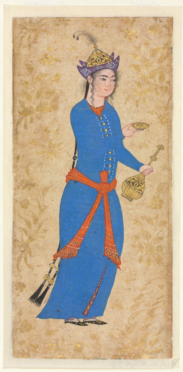 Prinsessan med vinflaska och kopp recto, ca. 1550-1600. av Unbekannt