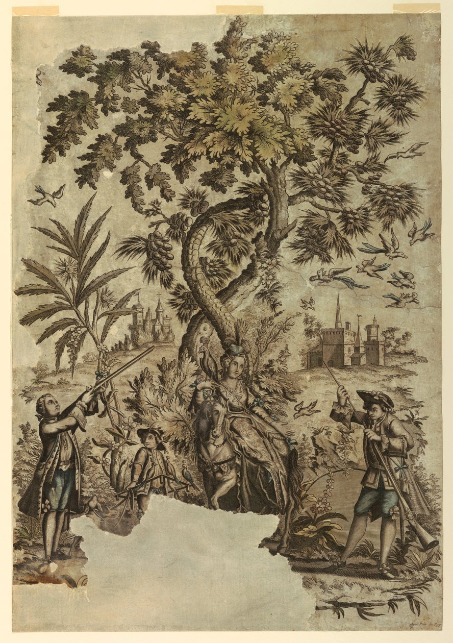 Tryck, Fågeljakt, 1730–50 av Unbekannt