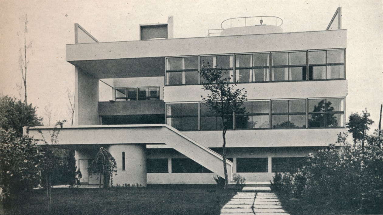 Privat hus vid Garches, nära Paris: Garden Front. Arkitekter, Le Corbusier och Pierre Jeanneret, av Unbekannt