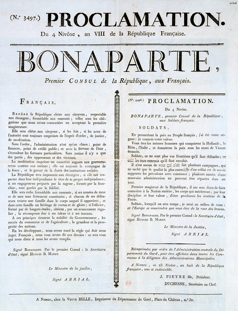 Tillkännagivande av Napoleon som 1:e konsul, 1800-talet av Unbekannt