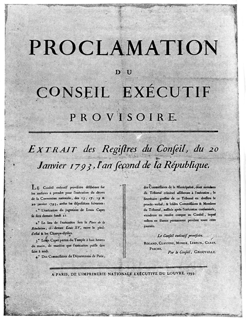 Tillkännagivande av ordern om avrättning av Ludvig XVI av Frankrike, 1793 1894 av Unbekannt