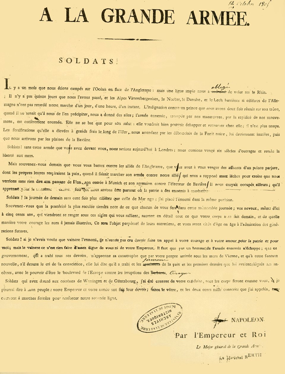 Kungörelse till armén, 13 oktober 1805, 1921. av Unbekannt