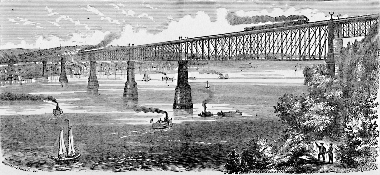 Föreslagen bro över Hudson vid Poughkeepsie, 1883 av Unbekannt