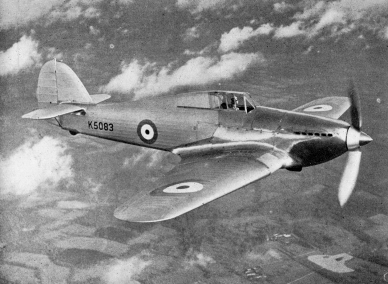 Prototyp Hawker Hurricane provflygs av flyglöjtnant PWS Bulman, c1935 1941 av Unbekannt