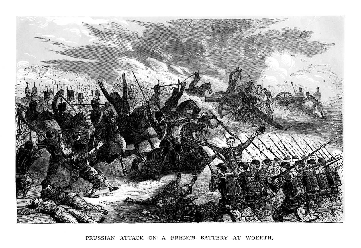 Preussisk attack mot ett franskt batteri i Woerth, 1793, 1875 av Unbekannt