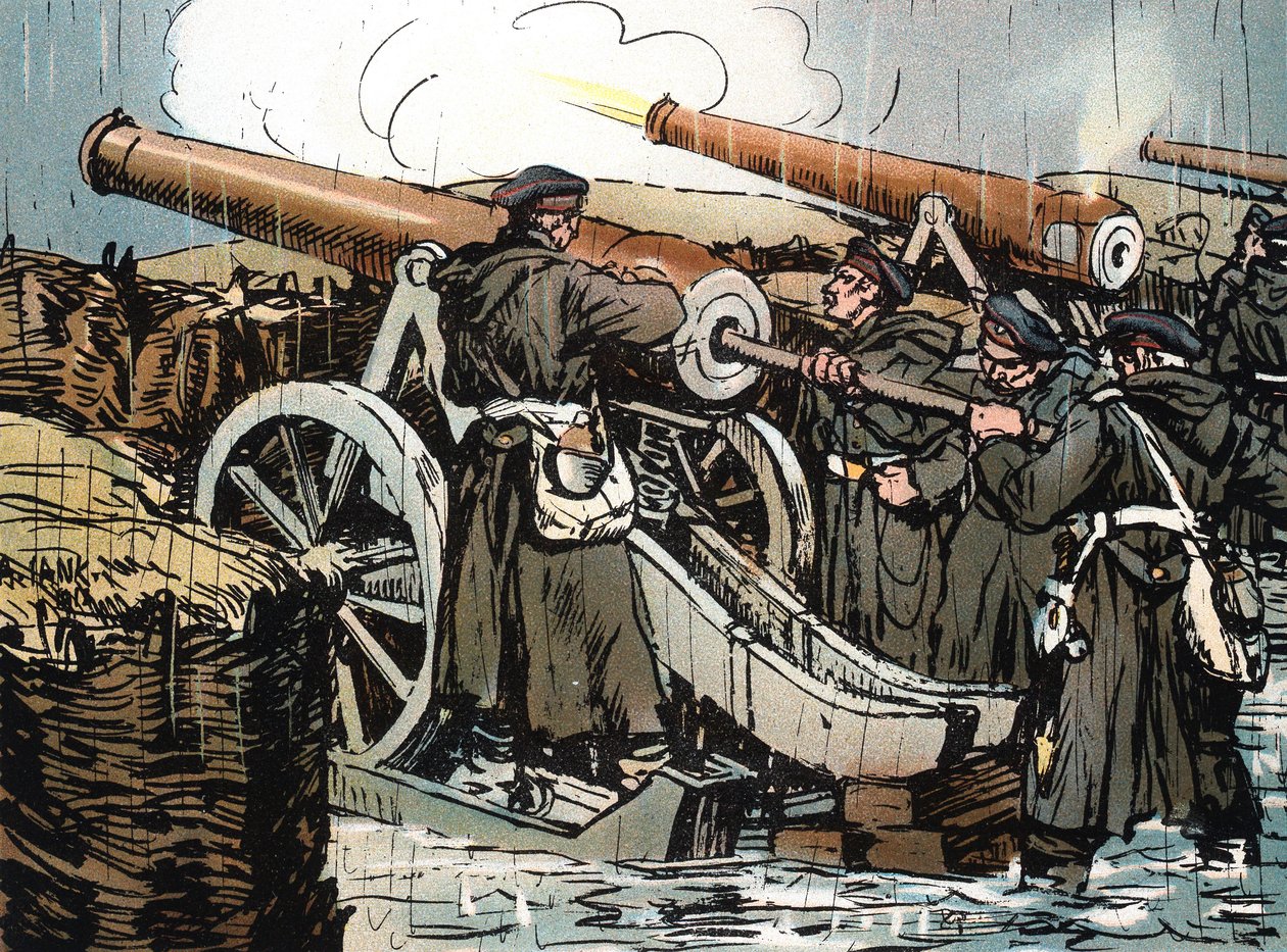 Preussiskt artilleribatteri i aktion, fransk-preussiska kriget, 1870-1871 av Unbekannt