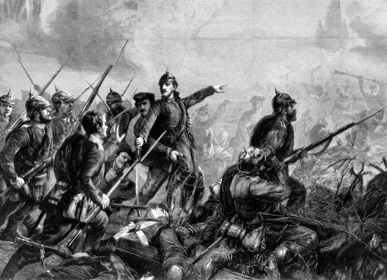 Preussiskt infanteri vid anfallet, fransk-preussiska kriget, 1870 av Unbekannt