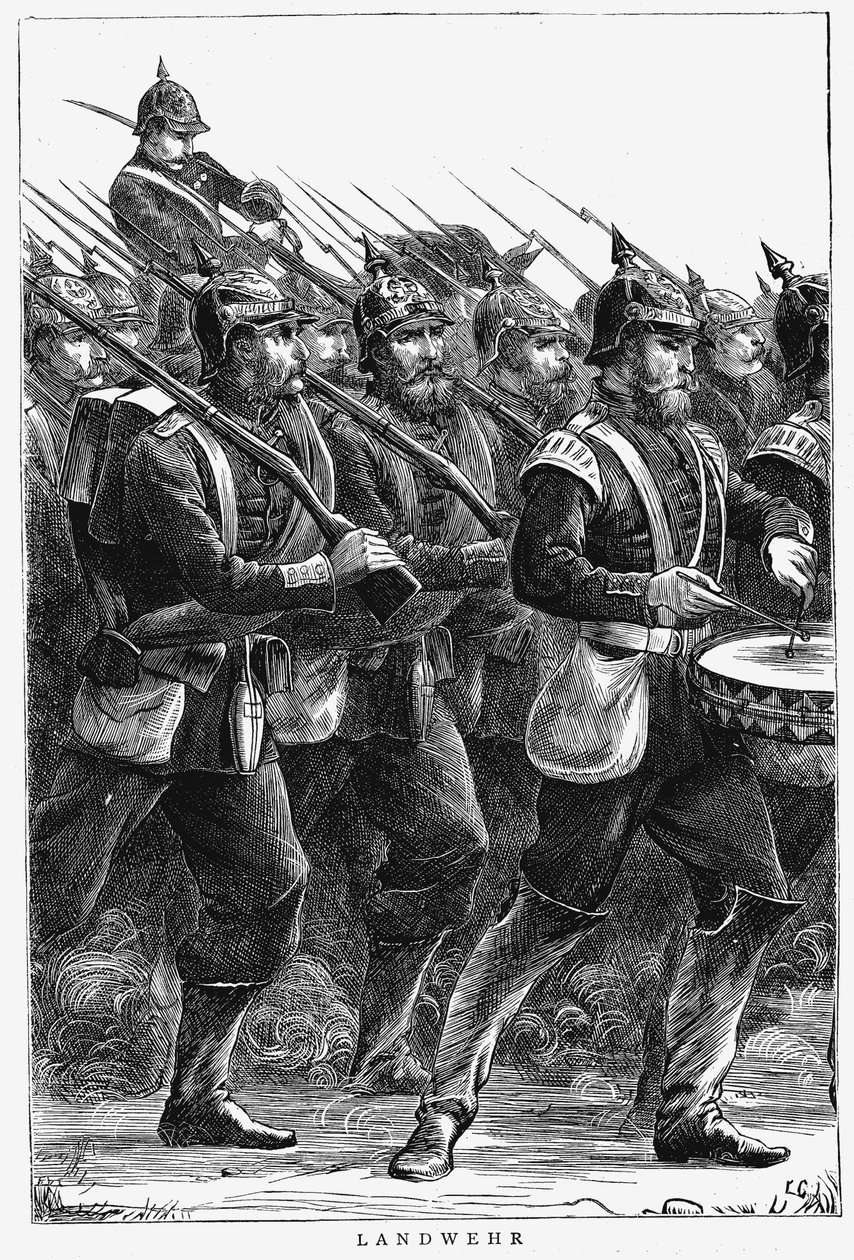 Preussiska soldater på marsch, fransk-preussiska kriget, september 1870 av Unbekannt