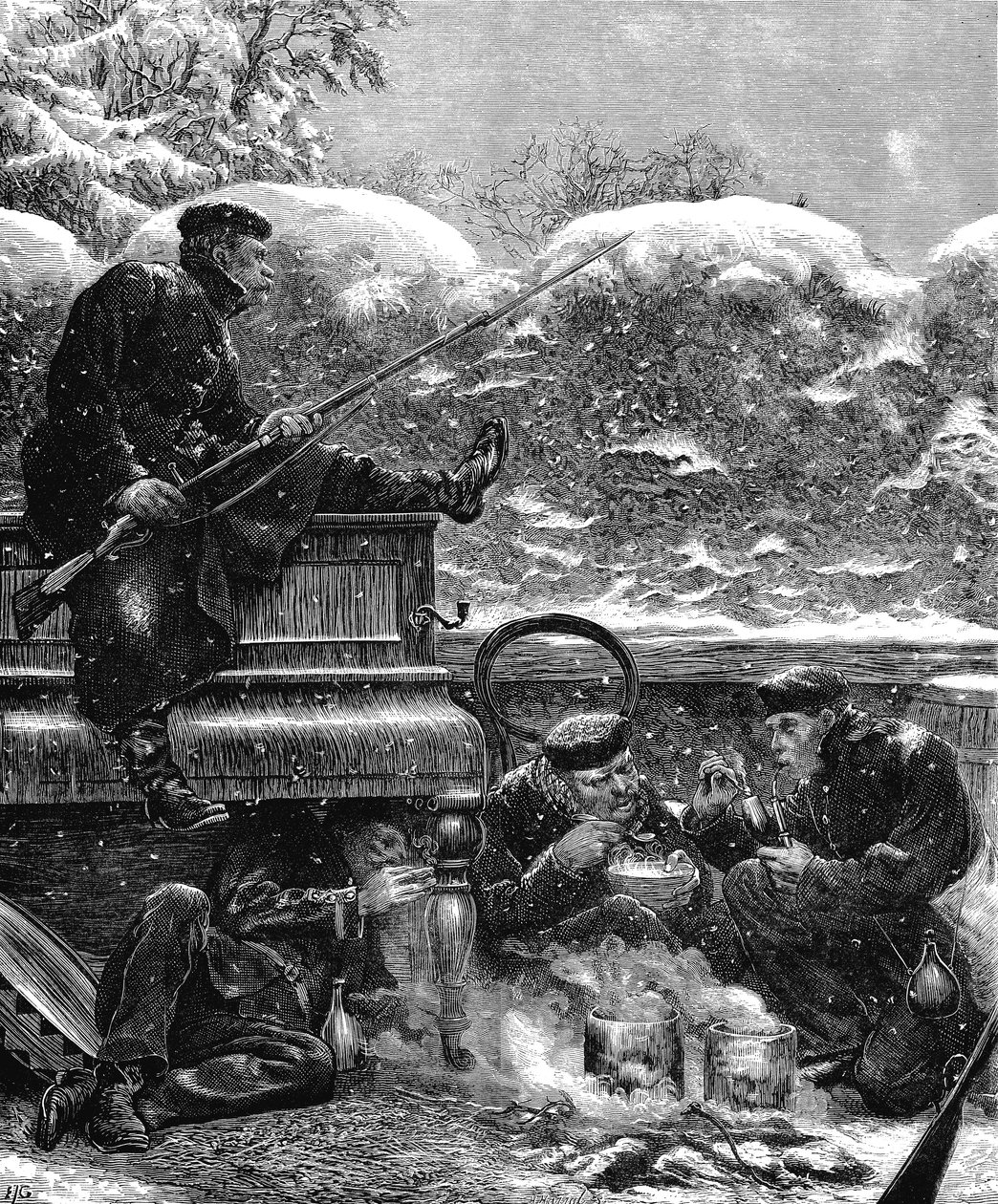 Preussiska trupper vid belägringen av Paris, fransk-preussiska kriget, december 1870 av Unbekannt