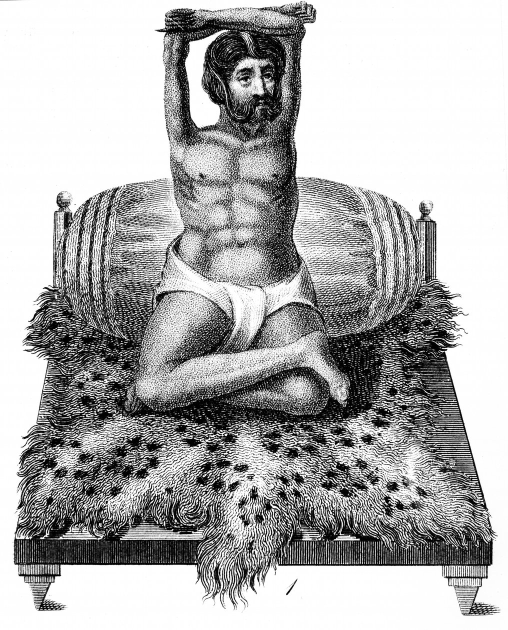Purana Puri, hinduisk filosof, höjer sina armar över huvudet, 1811 av Unbekannt