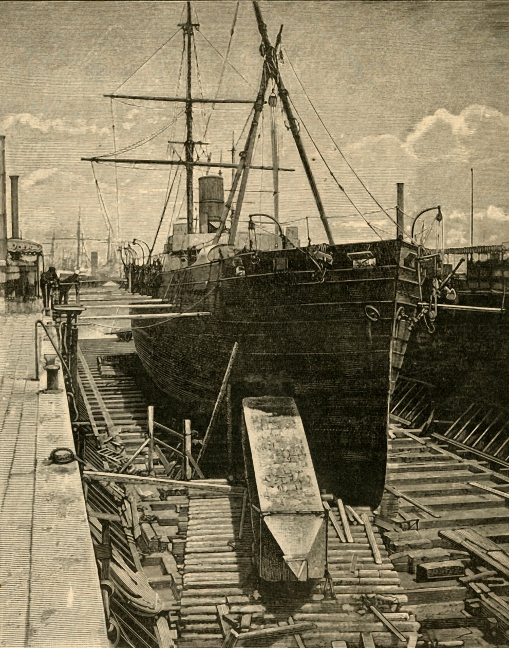 Att lägga obelisken i ångbåtens lastrum, 1881. av Unbekannt
