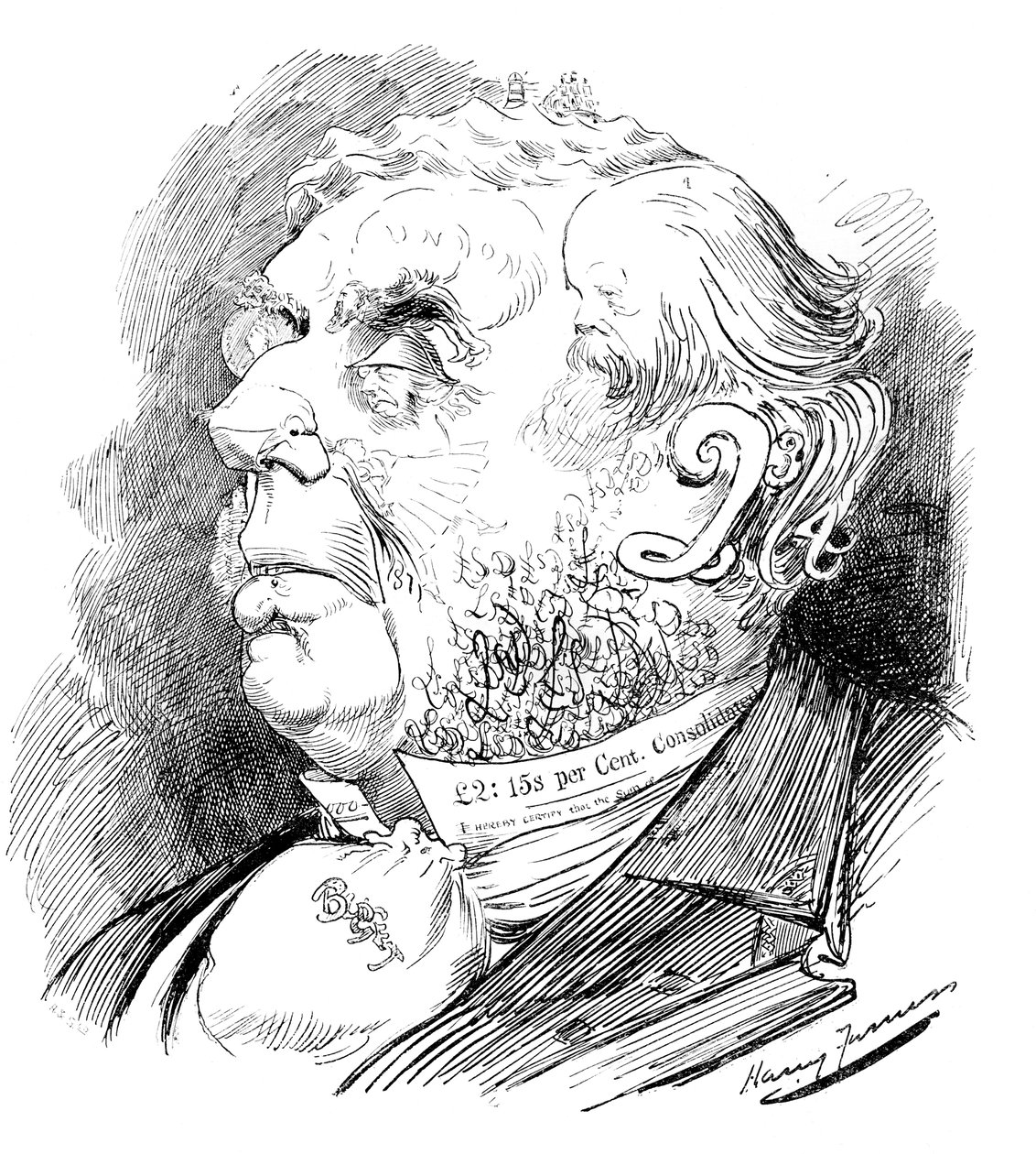 Pusselhuvud föreställande den brittiske politikern George Joachim Goschen, från Punch, 1899 av Unbekannt