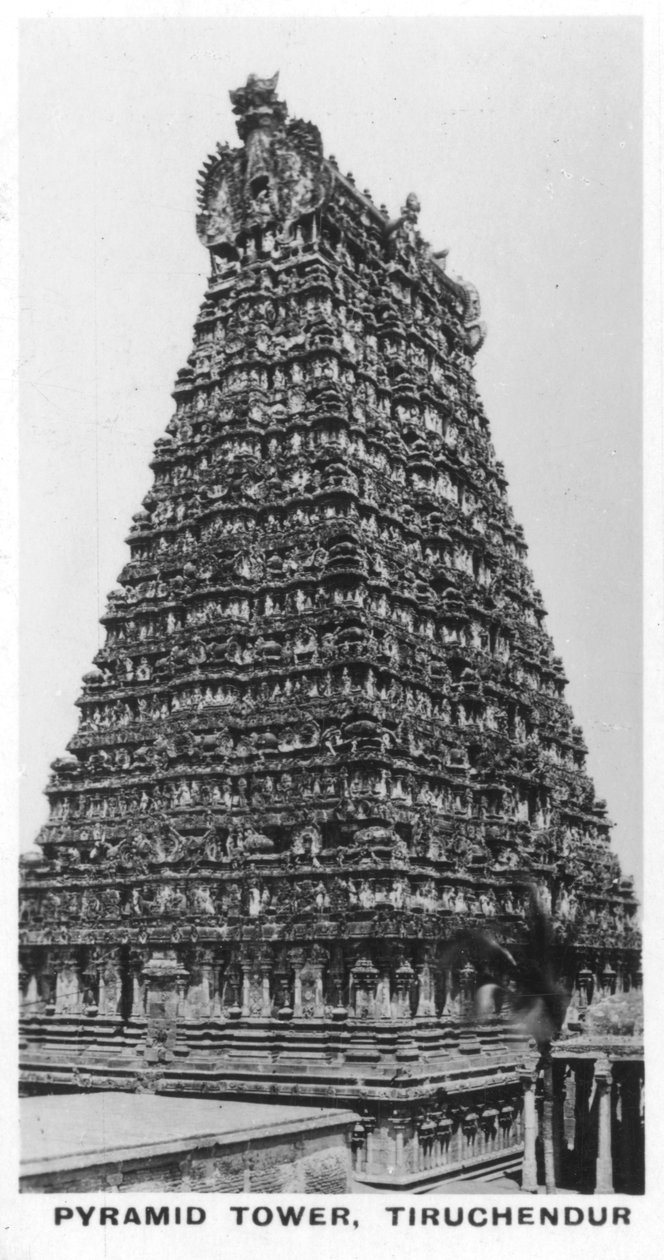 Pyramid Tower, Tiruchendur, Tamil Nadu, Indien, c1925 av Unbekannt
