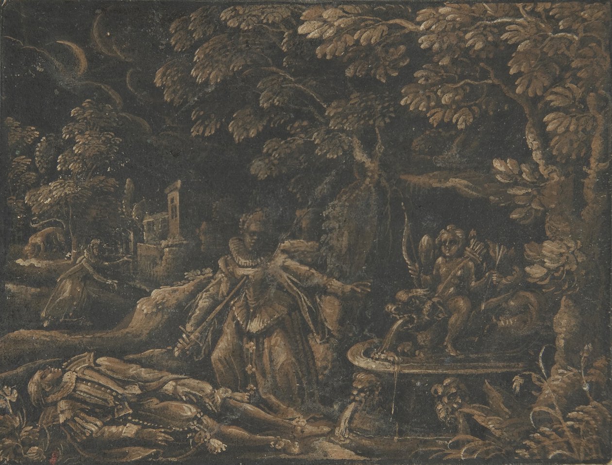 Pyramus och Thisbe, ca. 1580 av Unbekannt