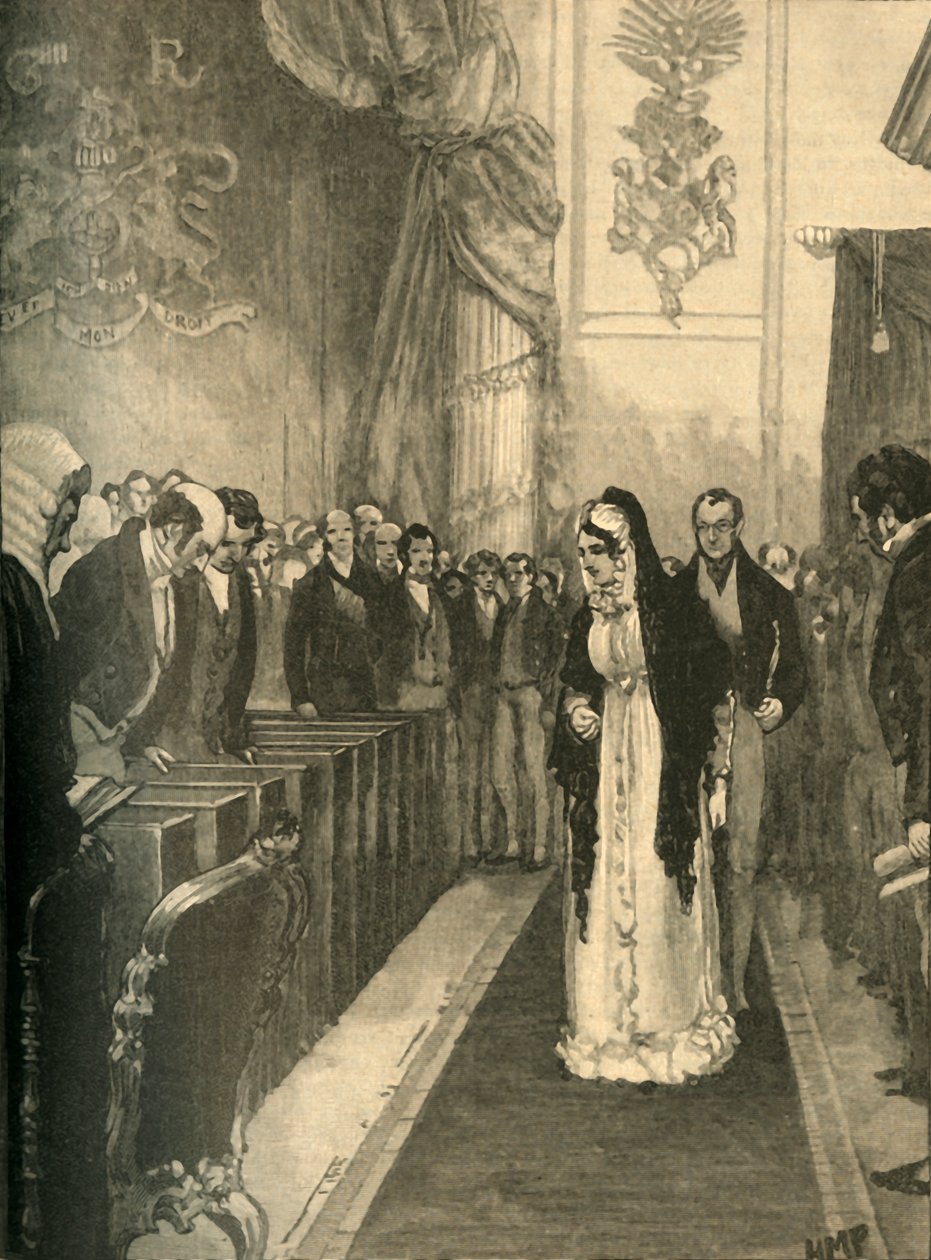 Drottning Caroline går in i House of Lords under sin rättegång, Westminster, London, 1820 c1890. av Unbekannt
