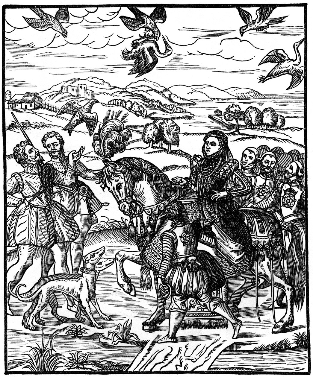 Drottning Elizabeth I hawking, 1575, 1910 av Unbekannt