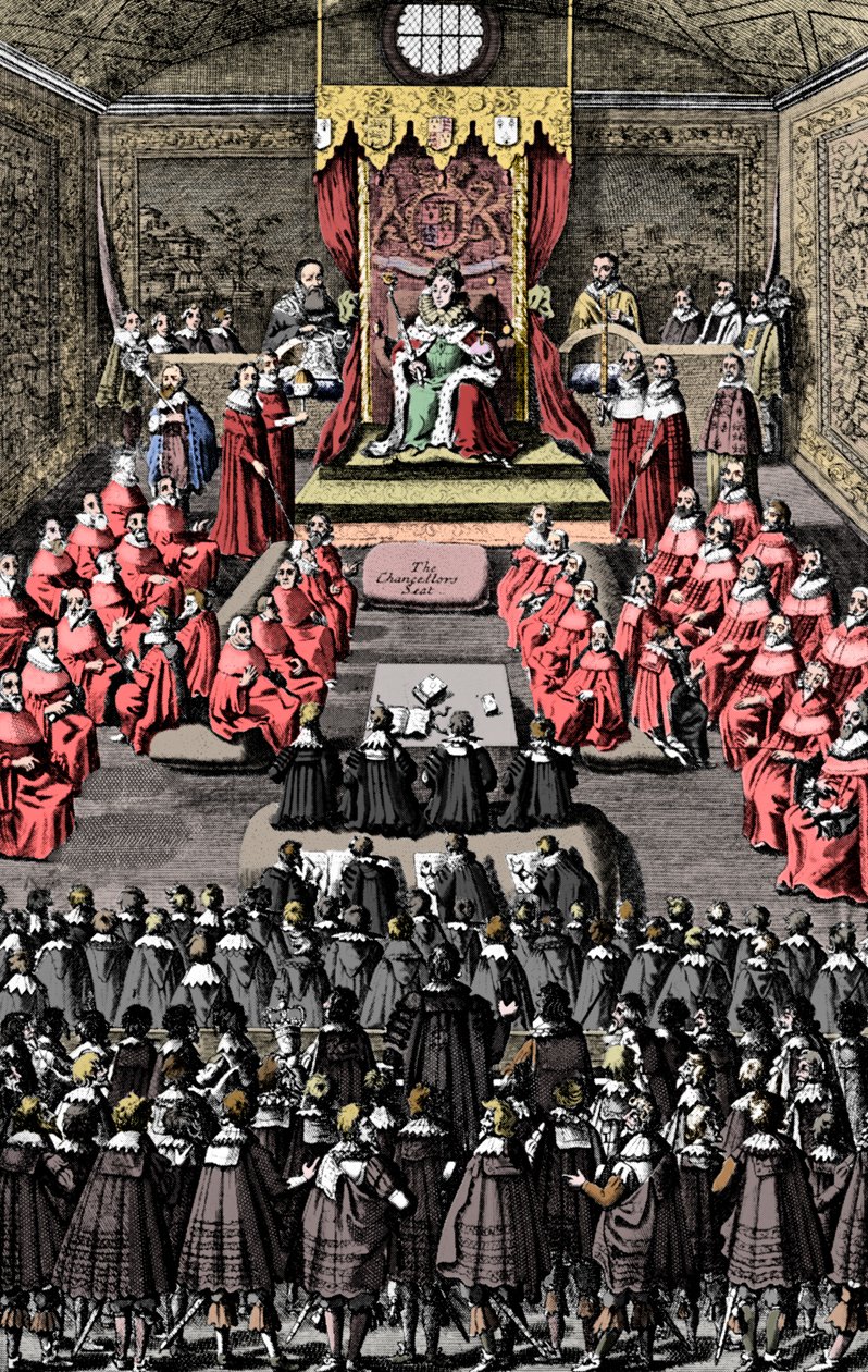 Drottning Elizabeth I i parlamentet, 1500-talet, c1902-1905 av Unbekannt