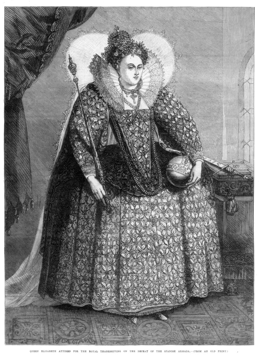 Drottning Elizabeth klädde sig för den kungliga tacksägelsen på den spanska armadans nederlag, 1872 av Unbekannt