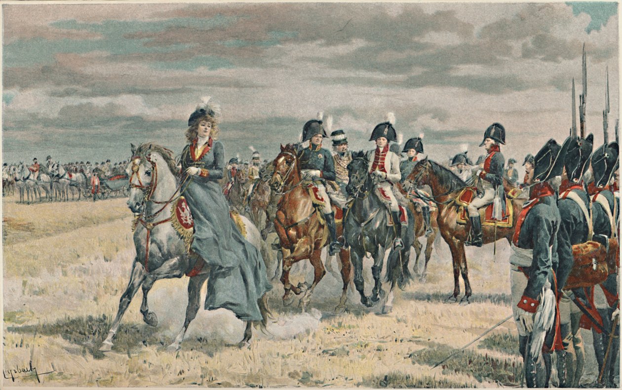 Drottning Louisa granskar den preussiska armén, 1896 av Unbekannt