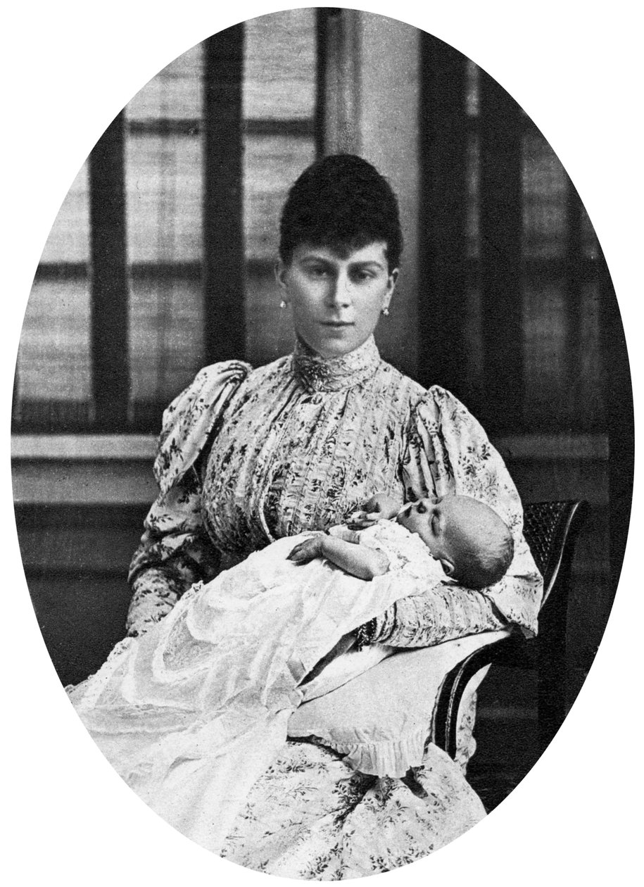 Drottning Mary med den blivande kung Edward VIII, c1894 av Unbekannt