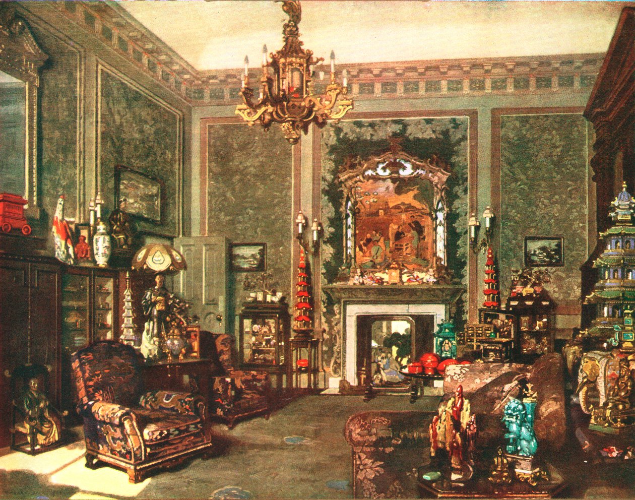 Queen Marys Chinese Chippendale Room på Buckingham Palace, c1935 av Unbekannt