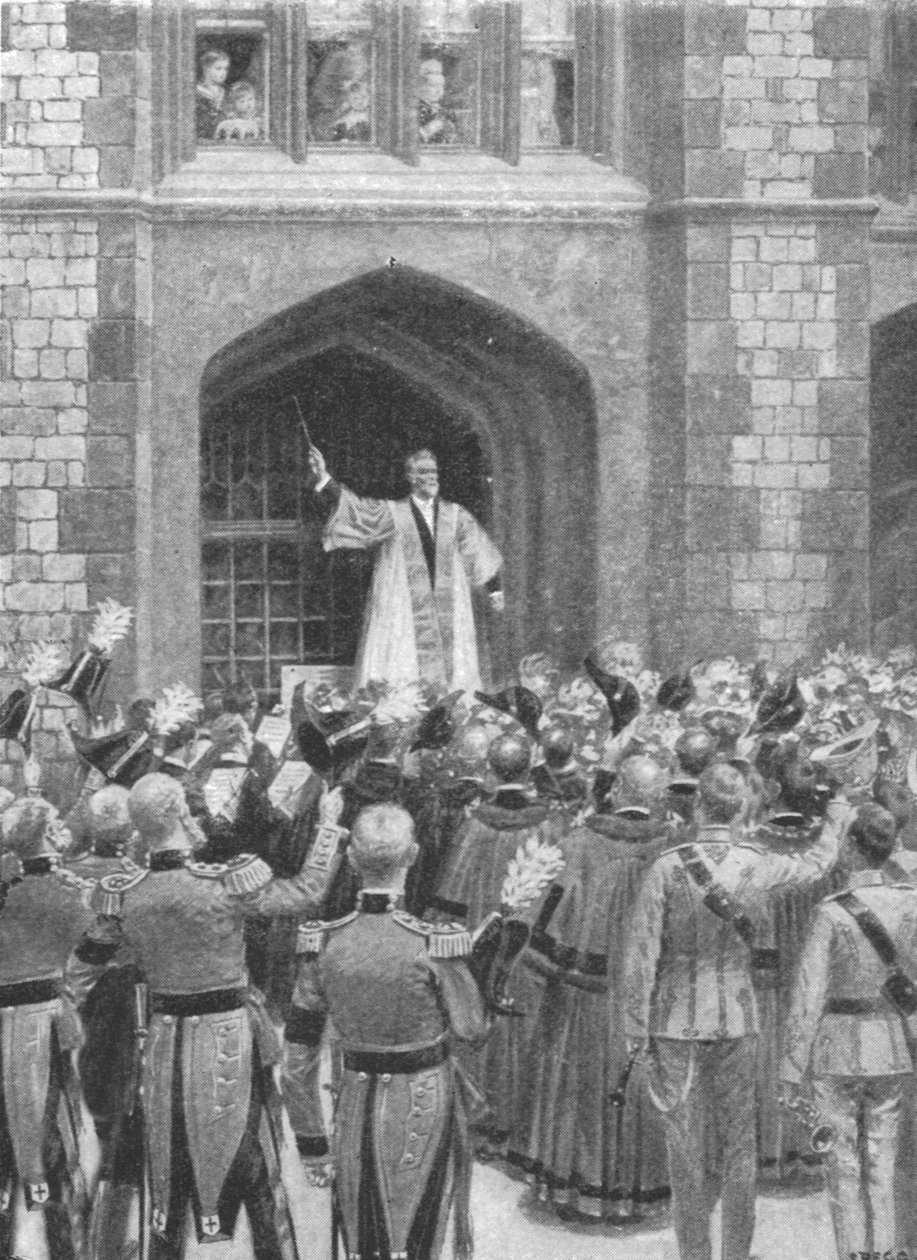 Drottning Victoria gjorde serenad i Windsor på morgonen av hennes åttioårsfödelsedag...1899, 1901. av Unbekannt