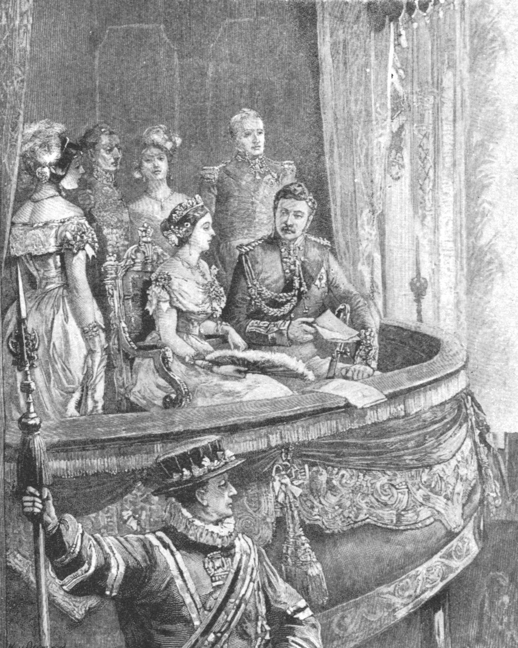 Drottning Victoria och prinsgemalen vid Royal Italian Opera, 1849, 1901. av Unbekannt
