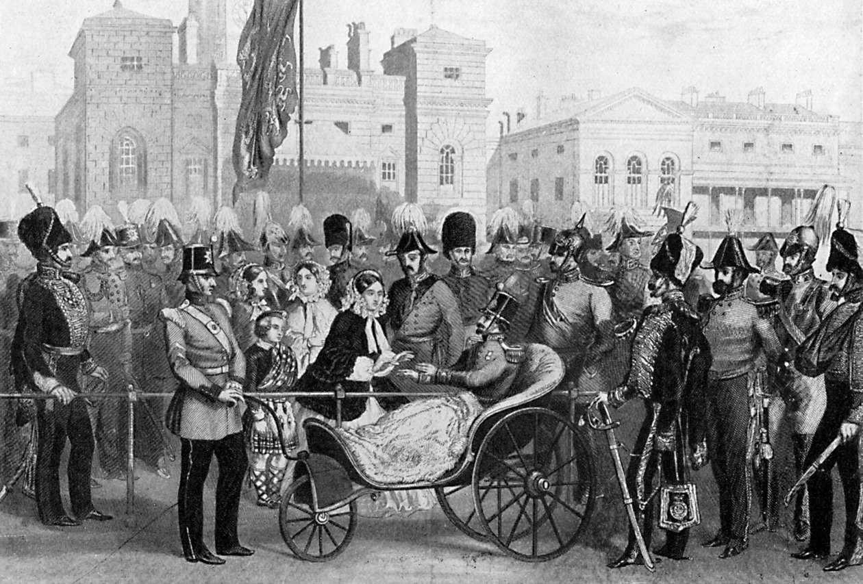 Drottning Victoria delar ut medaljer, 18 maj 1855, c1920 av Unbekannt