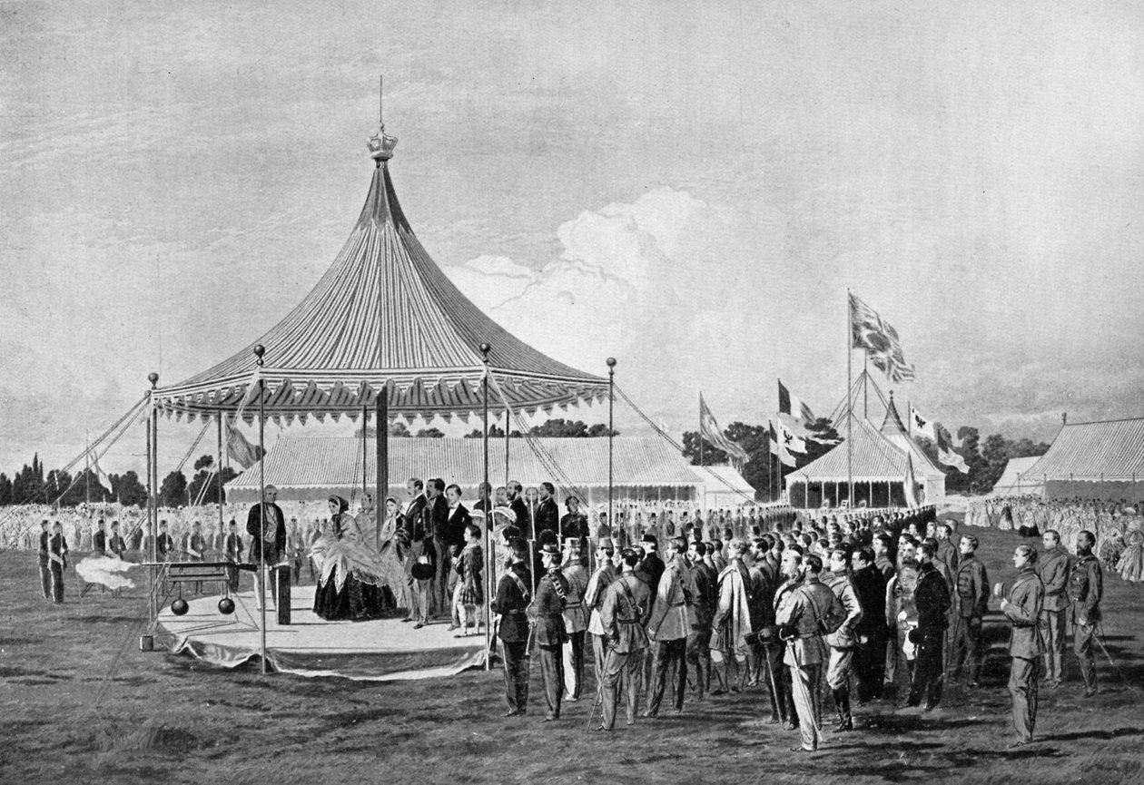 Drottning Victoria avlossade det första skottet vid Wimbledon, juli 1860, c1920 av Unbekannt