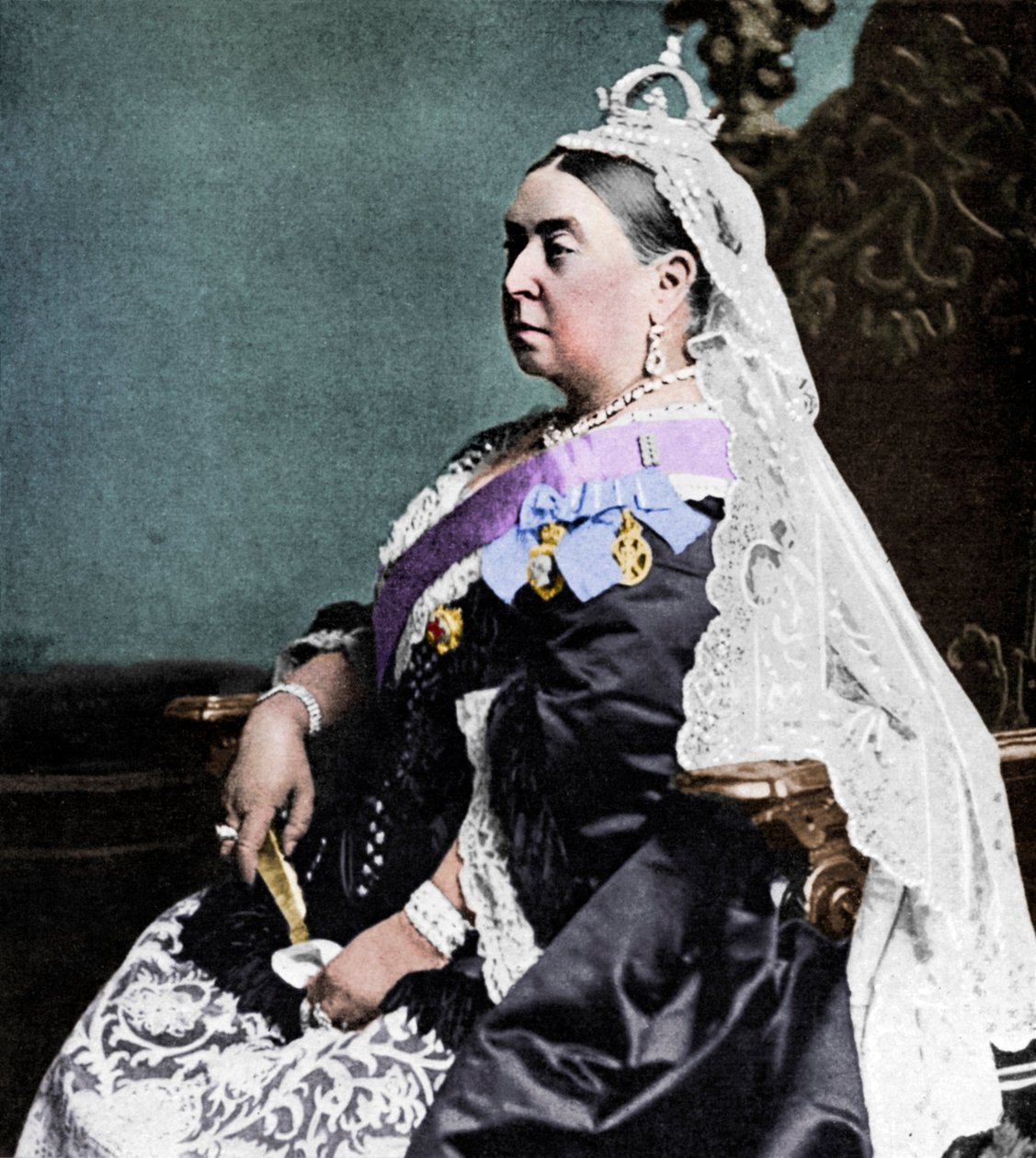 Drottning Victoria i ceremoniella dräkter vid sitt gyllene jubileum, 1887 1951. av Unbekannt