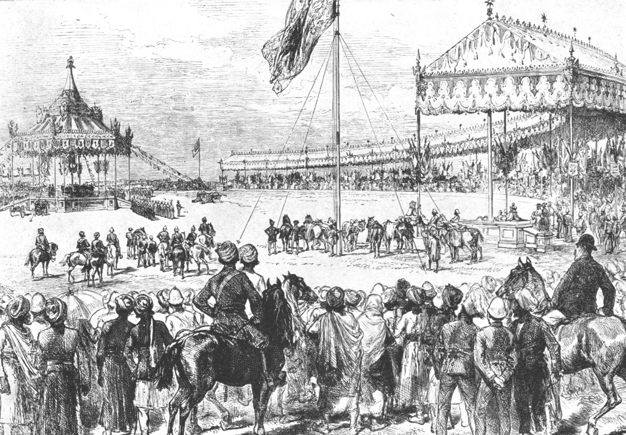 Drottning Victoria utropade Indiens kejsarinna, 1877: The Imperial Durbar at Delhi..., 1901. av Unbekannt