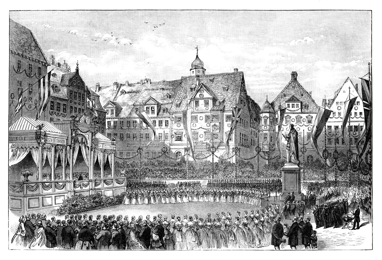 Drottning Victoria avtäcker en staty av Prins Albert, Coburg, Tyskland, 1865 av Unbekannt