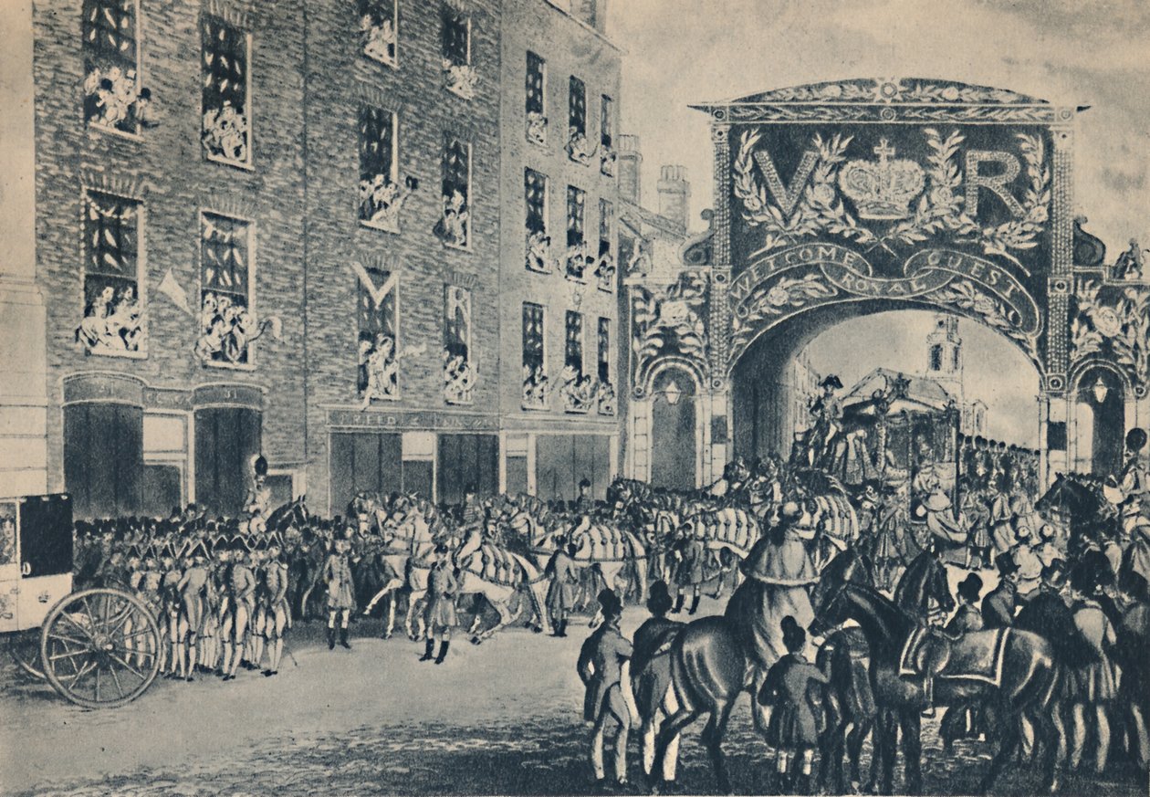 Drottning Victorias entré till staden på väg till Guildhall, 9 november 1837, 1948. av Unbekannt