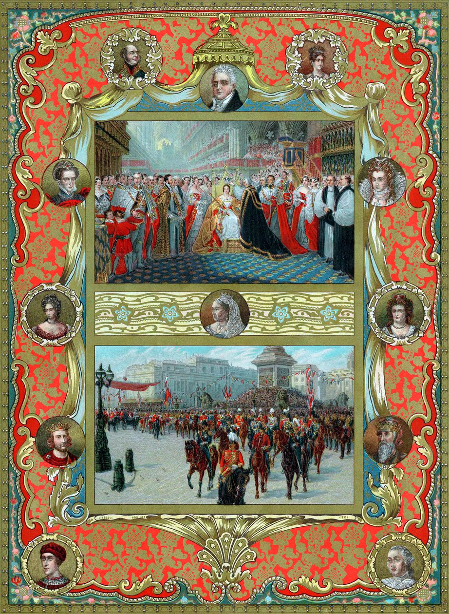 Drottning Victorias kröning, 1837 och Gyllene jubileet, 1887 av Unbekannt