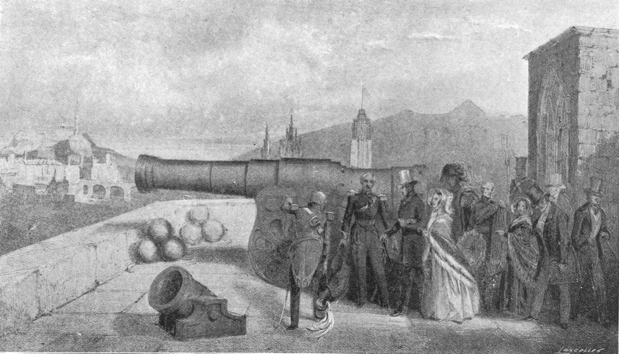 Drottning Victorias första besök i Skottland, 1842: Inspekterar Mons Meg vid Edinburgh Castle, 1901. av Unbekannt