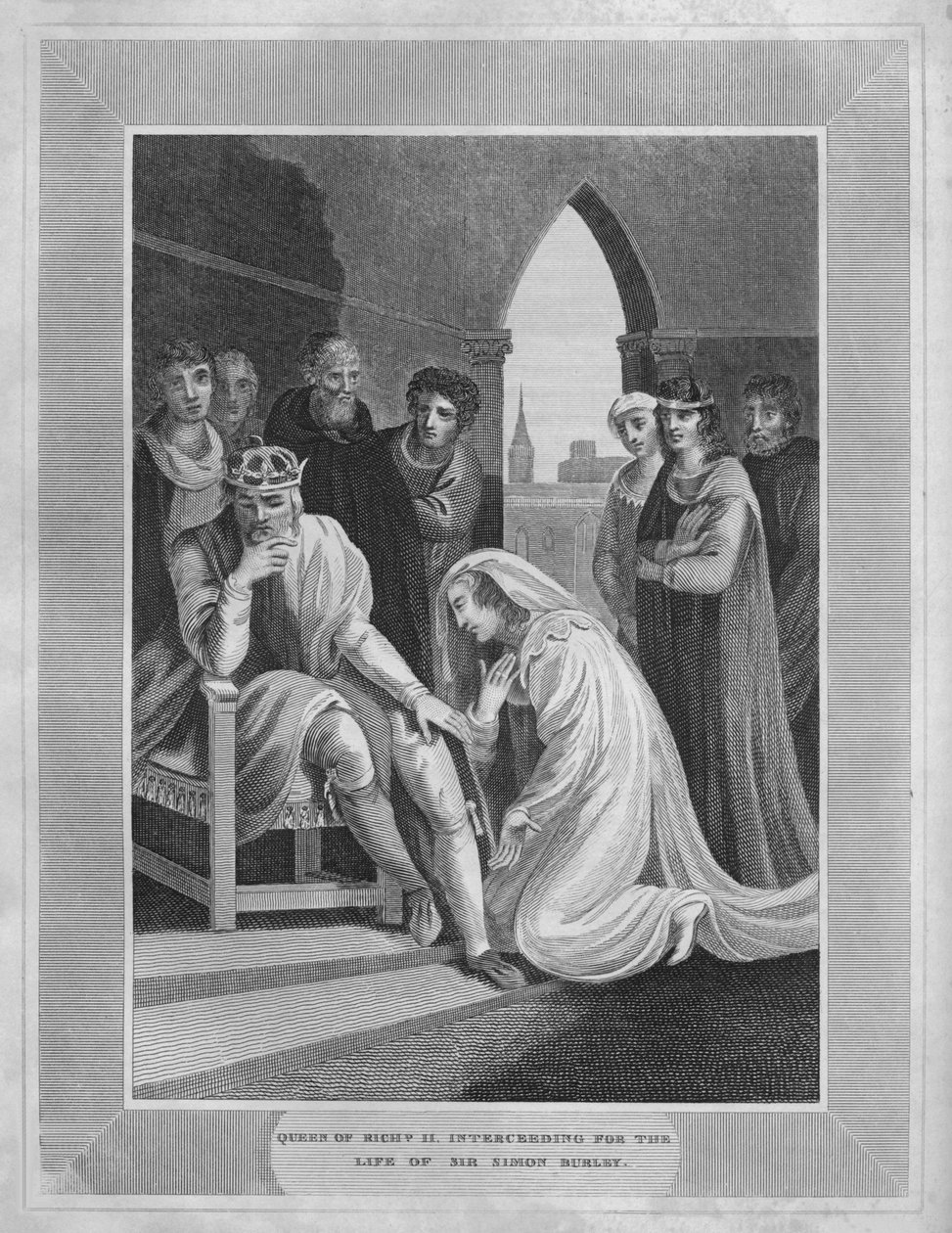Drottning av Richard II. Förbön för Sir Simon Burleys liv, 1838 av Unbekannt