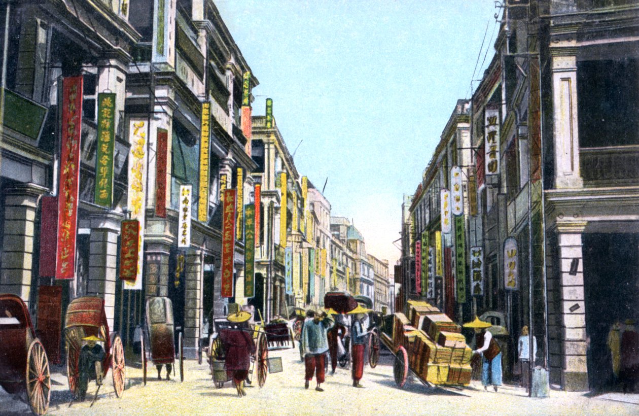 Queens Road Central, Hong Kong, Kina, ca 1900-talet av Unbekannt