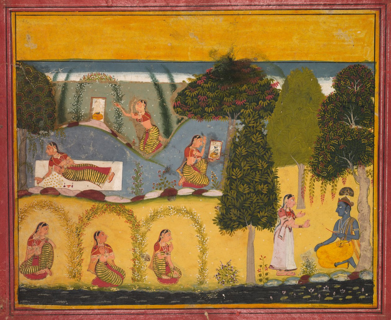 Radha undviker försoning med Krishna, från det Geeta Govinda Aa Jayadeva, ca. ೧೬೮೦. av Unbekannt