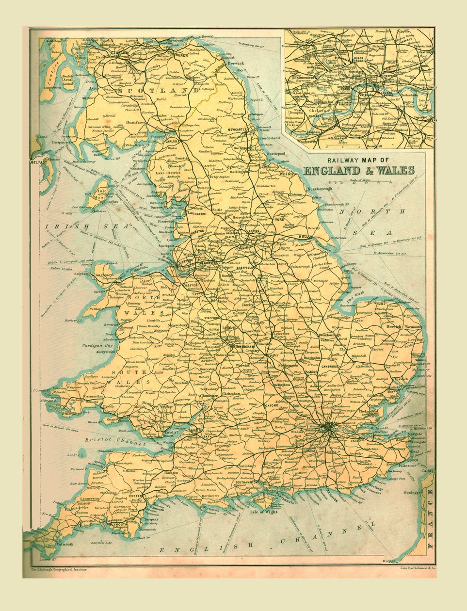 Järnvägskarta över England och Wales, 1902. av Unbekannt