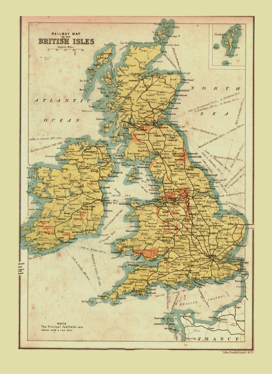 Järnvägskarta över de brittiska öarna, 1902. av Unbekannt