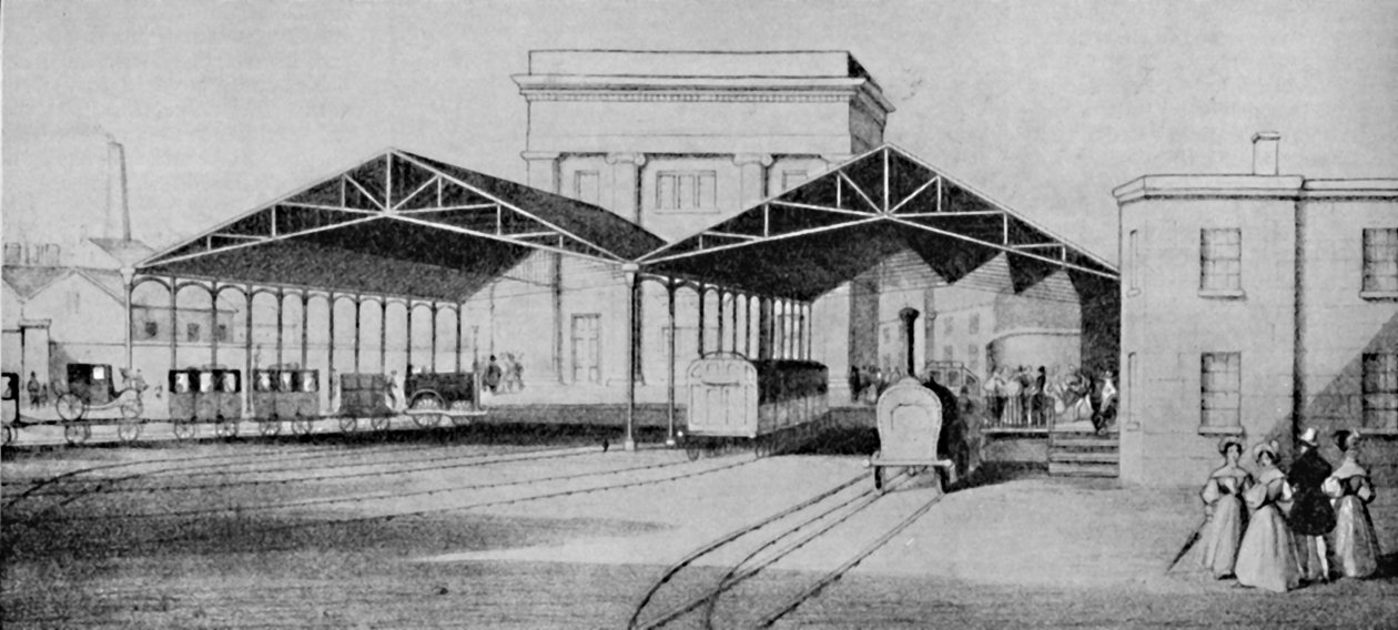 Järnvägsstationer i början var märkligt primitiva angelägenheter, c1934. av Unbekannt