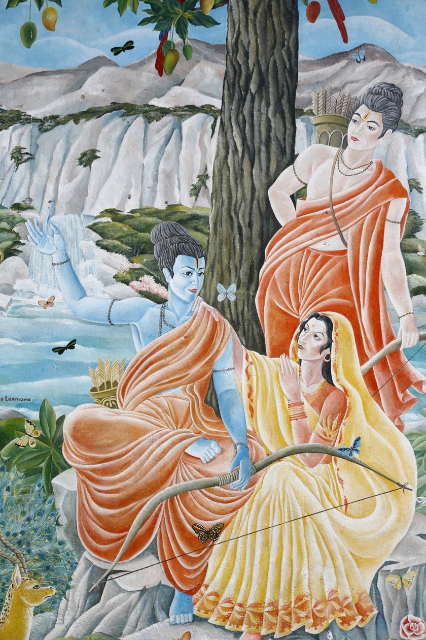 Rama, Sita och Laxman. Pashupatinah, Katmandu, Nepal av Unbekannt