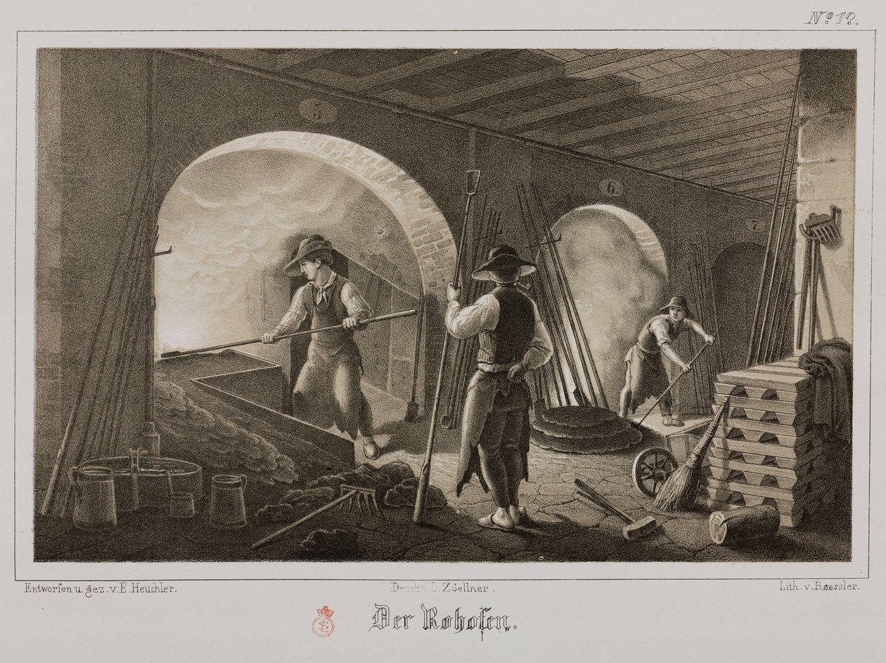 Råmaterialbearbetning, metallurgismidning av ädelmetall, Tyskland, ca 1851 av Unbekannt