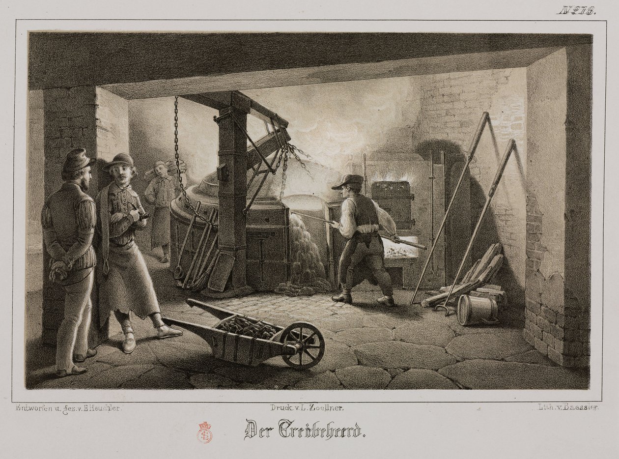 Råmaterialbearbetning, Metallurgy Foundry, Tyskland, ca 1851 av Unbekannt