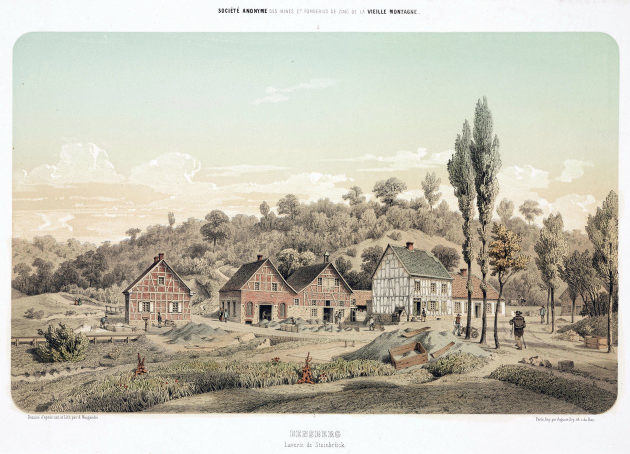 Råmaterialbearbetning, metallurgi Steinbruck zinkmalmsvättverk, Bensberg, Tyskland av Unbekannt
