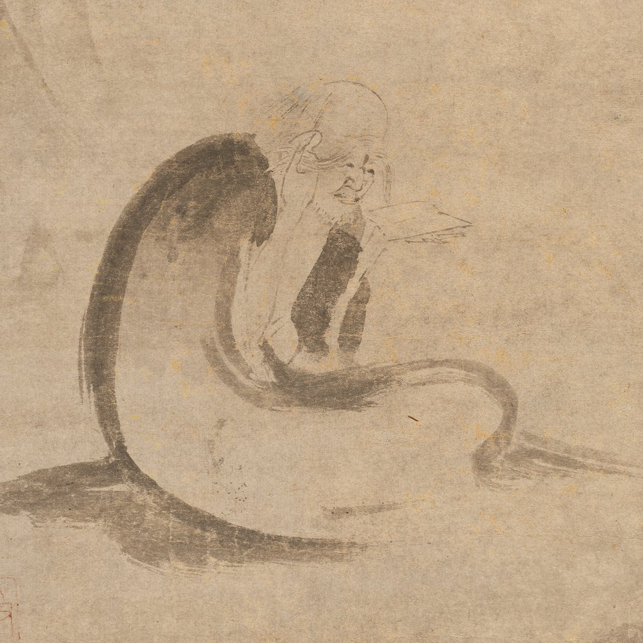 Läser en Sutra av Moonlight, ca. 1332. av Unbekannt